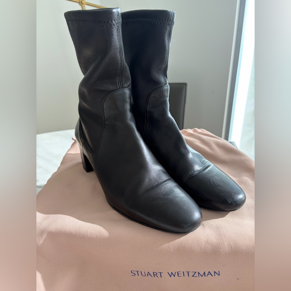Stuart Weitzman Black Leather Women's Ankle Booties